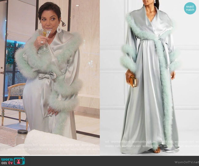Dolce & Gabbana Oversized Feather trim Robe worn by Kris Jenner (Kris Jenner) on The Kardashians