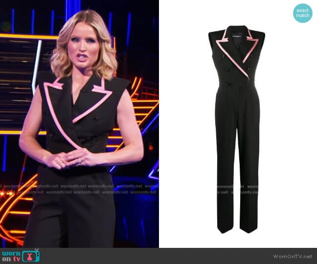 Doloce & Gabbana Contrasting Trim Double-Breasted Jumpsuit worn by Sara Haines on The Chase