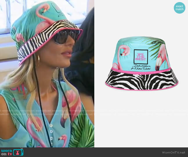 Nylon Bucket Hat With Flamingo Print worn by Dorit Kemsley on The Real Housewives of Beverly Hills