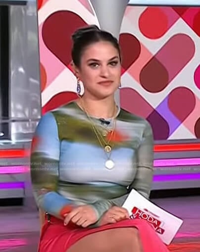 Donna’s blue print mesh top on Today