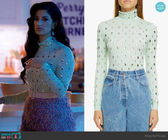 Dries van Noten Heyser Crystal Embellished Top worn by Beth Ann McGann (Ayden Mayeri) on I Love That For You