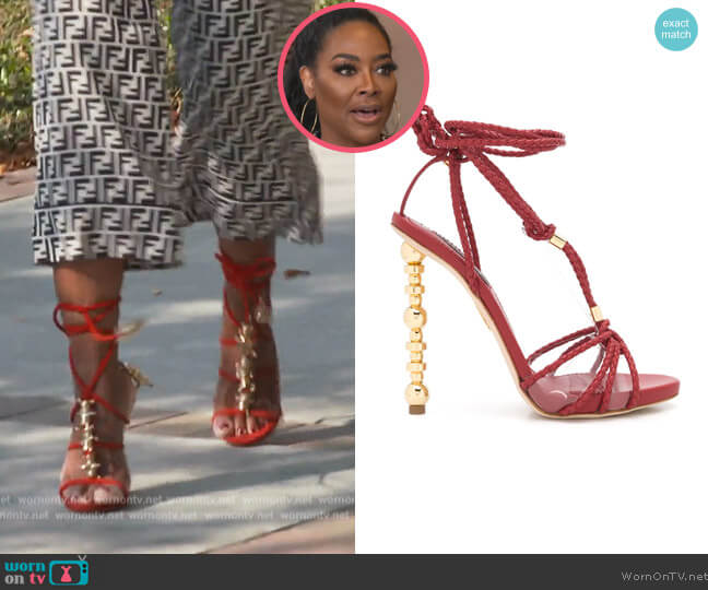 Dsquared2 Woven Strappy High Heel Sandals worn by Kenya Moore on The Real Housewives of Atlanta