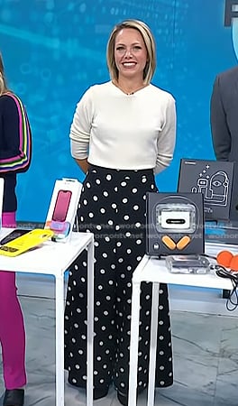 Dylan’s black polka dot wide-leg pants on Today