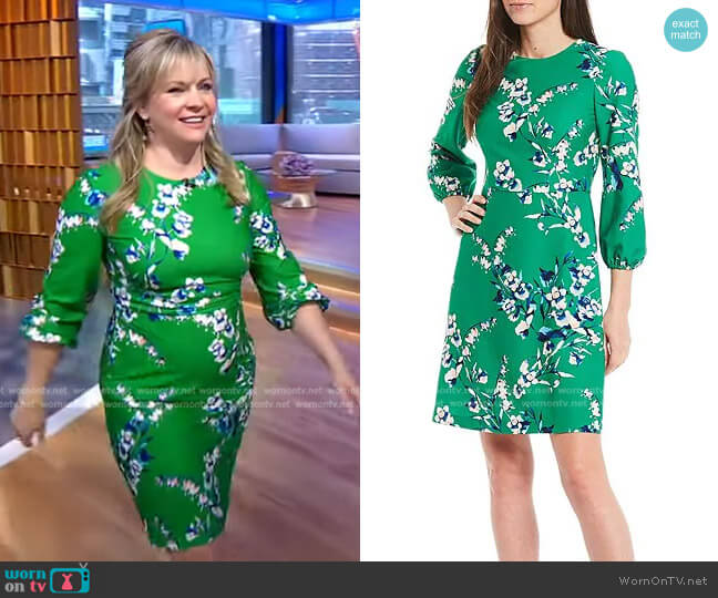 Eliza J Floral Print Stretch Crepe Dress