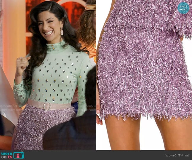 Endless Rose Fringed Mini Skirt worn by Beth Ann McGann (Ayden Mayeri) on I Love That For You