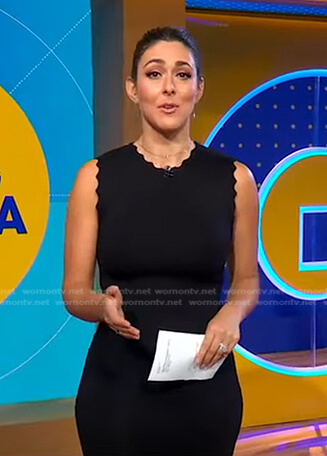 Erielle Reshef’s black scalloped trim dress on Good Morning America