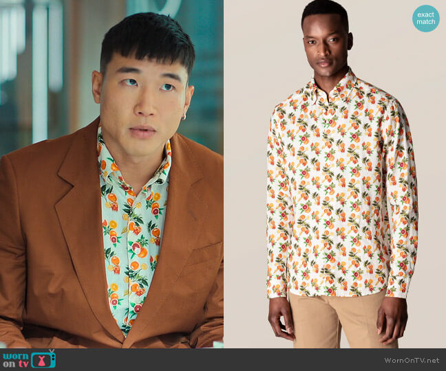 Eton Citrus Print Linen Shirt worn by Nicholas (Joel Kim Booster) on Loot