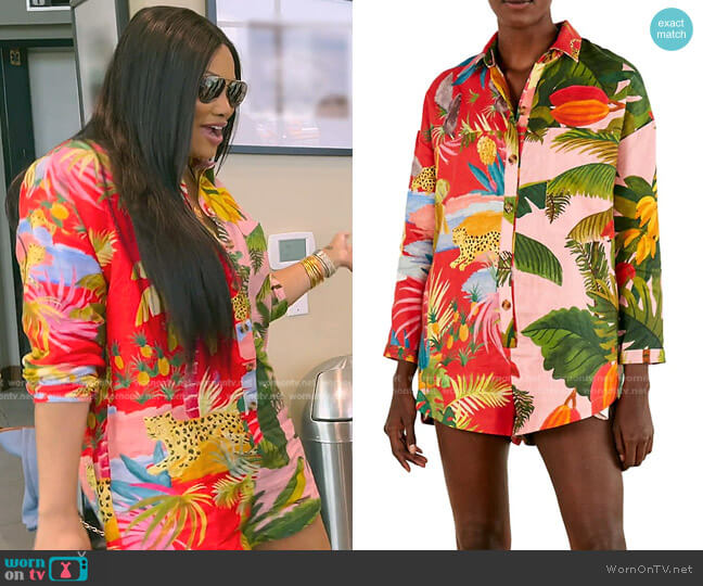 Farm Rio Mixed Prints Romper worn by Garcelle Beauvais on The Real Housewives of Beverly Hills
