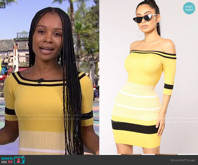 Fashion Nova Bumble Bee Striped Dress worn by Zuri Hall on Access Hollywood