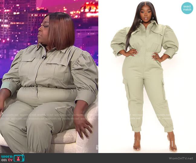 Fashion Nova Taking Off Utility Jumpsuit worn by Loni Love on E! News