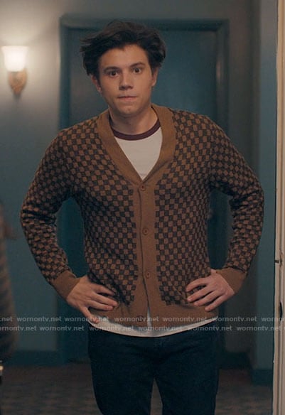Felix’s checkerboard cardigan on Love Victor