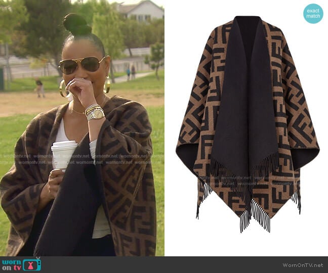Fendi Poncho worn by Garcelle Beauvais on The Real Housewives of Beverly Hills