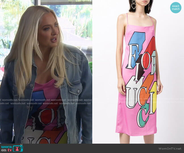 Fiorucci Flying-Logo Midi Slip Dress worn by Erika Jayne on The Real Housewives of Beverly Hills