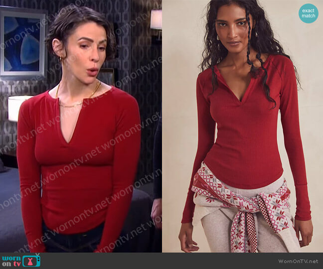 Free People Billie Layering Top worn by Sarah Horton (Linsey Godfrey) on Days of our Lives