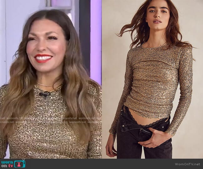 Free People Gold Rush Long Sleeve in Gold Combo worn by Melissa Garcia on Today