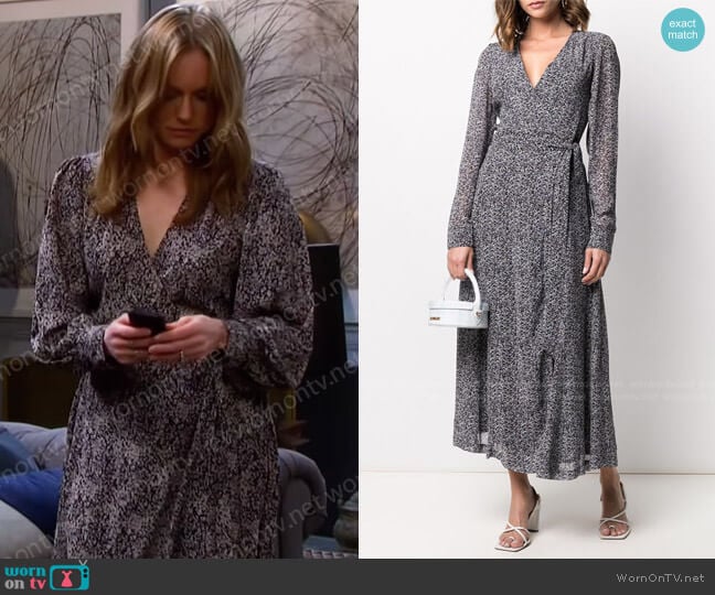 Ganni Ditsy Floral-Print Wrap Dress worn by Abigail Deveraux (Marci Miller) on Days of our Lives