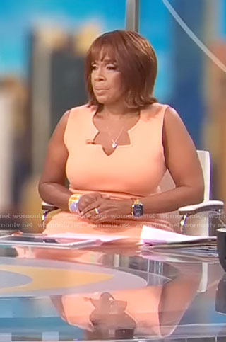 Gayle’s coral zig zag trim dress on CBS Mornings