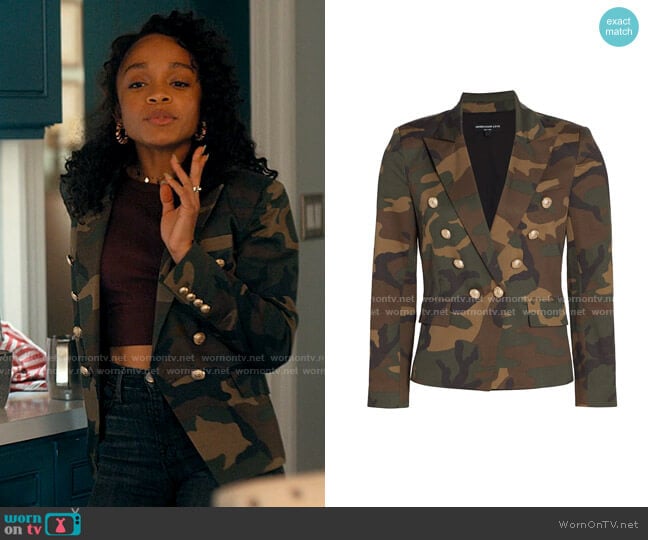 Generation Love Kennedy Camouflage Blazer worn by Mia Brooks (Rachel Hilson) on Love Victor