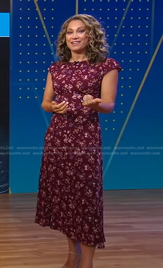 Ginger’s burgundy floral dress on Good Morning America