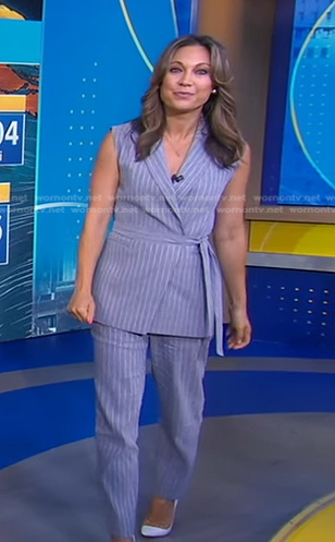 Ginger’s grey striped vest and pants on Good Morning America