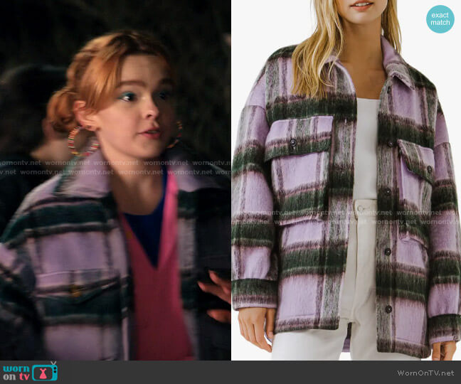 Grey Lab Plaid Shacket in Lilac worn by Zoe Zimmer (Laurel Marsden) on Ms. Marvel