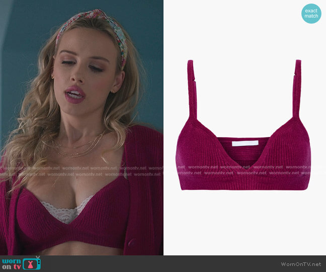 Helmut Lang Cozy Ribbed Cotton-Blend Bra top worn by Elinor (Gracie Dzienny) on First Kill