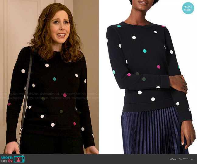 Hobbs Amelia Cotton Spot Print Sweater worn by Joanna Gold (Vanessa Bayer) on I Love That For You