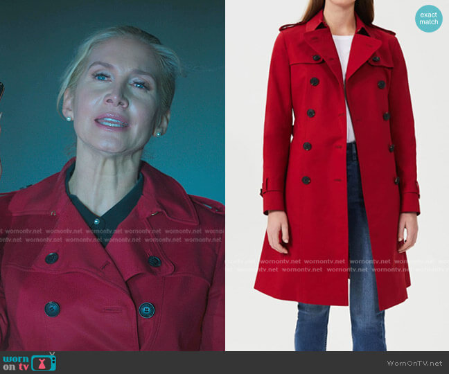 Hobbs Saskia Trench Coat worn by Margot (Elizabeth Mitchell) on First Kill
