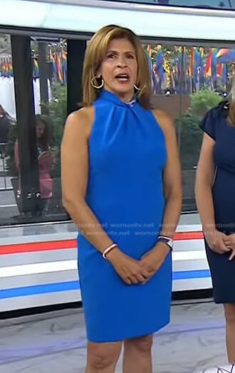 Hoda’s blue twist neck dress on Today