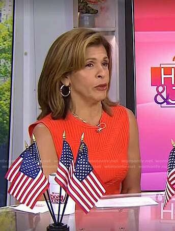 Hoda’s red ribbed peplum top on Today