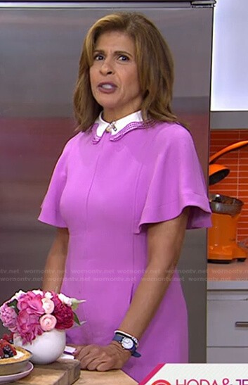 Hoda’s pink embroidered collar dress on Today