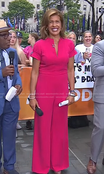 Hoda’s pink short sleeve jumpsuit on Today