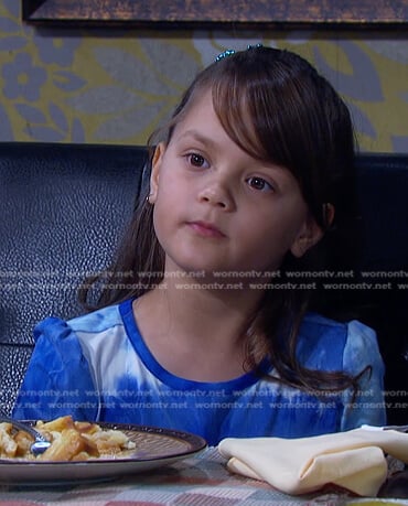 Holly’s blue tie dye dress on Days of our Lives