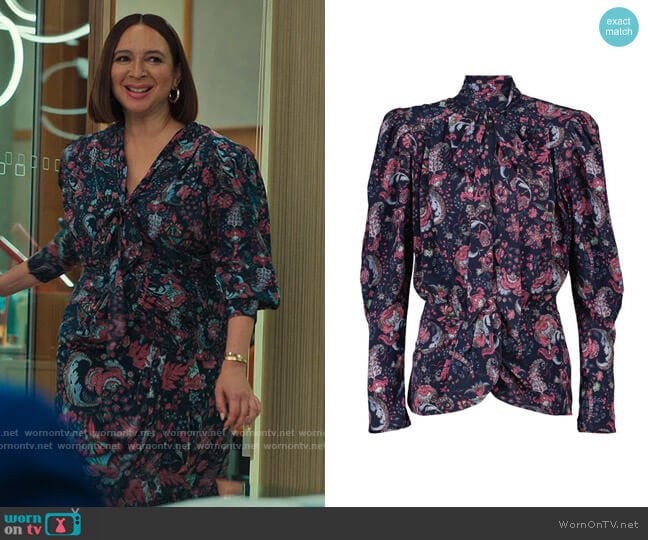 Isabel Marant Batozia Top in Faded Night worn by Molly Novak (Maya Rudolph) on Loot