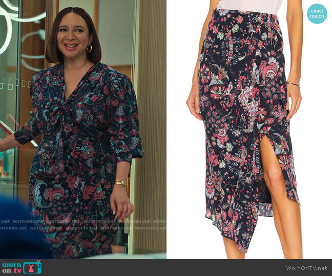 Isabel Marant Bree Skirt in Faded Night worn by Molly Novak (Maya Rudolph) on Loot