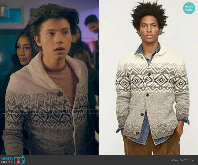 J. Crew Fair Isle Chore Jacket worn by Felix Weston (Anthony Turpel) on Love Victor