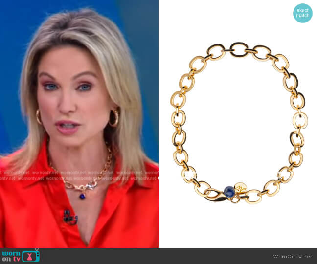 Jane Win Chunky Link Chain with Lapis Bead worn by Amy Robach on Good Morning America
