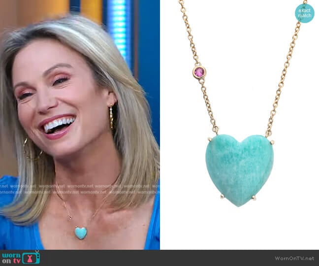 Jane Win Love Amazonite Heart Necklace worn by Amy Robach on Good Morning America