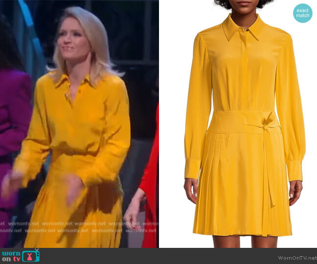 Jason Wu Long Sleeve Pleated Silk Shirtdress worn by Sara Haines on The View