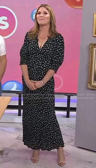 Jenna’s black floral v-neck midi dress on Today