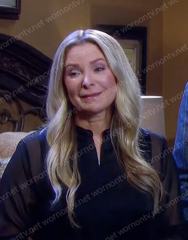 Jennifer’s black sheer sleeve blouse on Days of our Lives