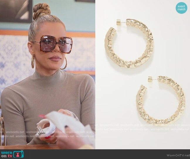 Jennifer Fisher Maeve gold-plated hoop earrings worn by Khloe Kardashian (Khloe Kardashian) on The Kardashians