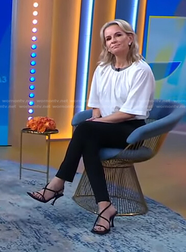 Jennifer’s white jewel neck blouse on Good Morning America