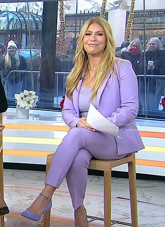 Jill’s lilac button-sleeve jacket and pants on Today