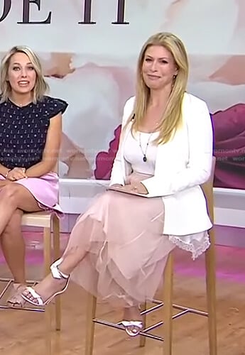Jill’s white lace trim blazer and sandals on Today