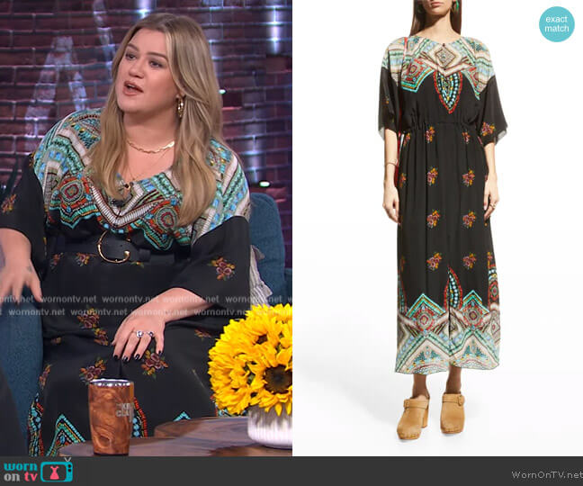 Johnny Was Jewel Thalia Silk Dress w/ Slip worn by Kelly Clarkson on The Kelly Clarkson Show