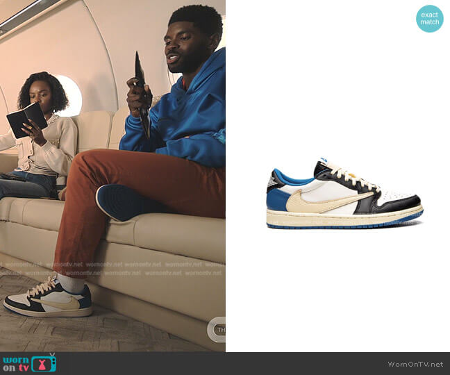Jordan x Travis Scott Air Jordan 1 Low OG SP sneakers worn by Tom Swift (Tian Richards) on Tom Swift