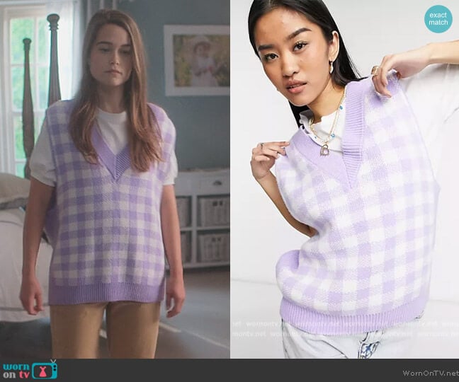 ASOS Knitted Tank Gingham Pattern worn by Juliette Fairmont (Sarah Catherine Hook) on First Kill