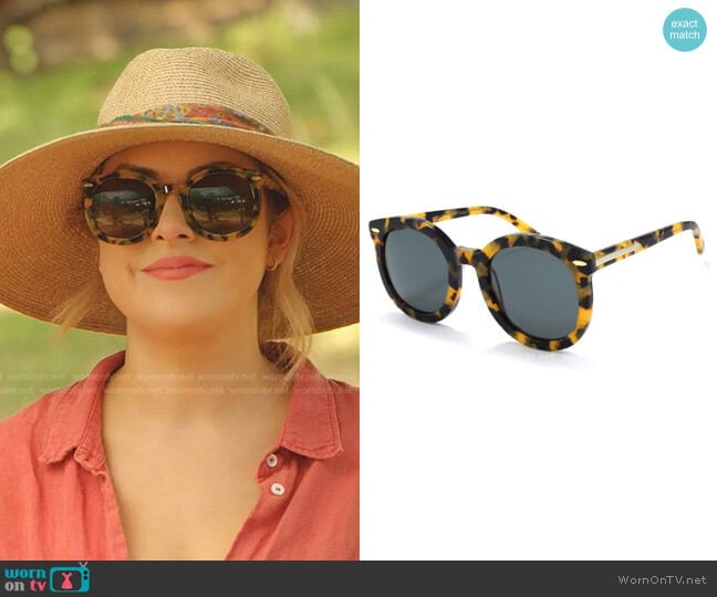Karen Walker Super Duper Strength Sunglasses worn by Fallon Carrington (Elizabeth Gillies) on Dynasty