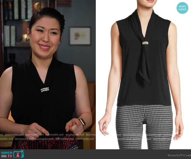 Karl Lagerfeld Tie Knit Top worn by Sherri Kansky (Ruthie Ann Miles) on All Rise